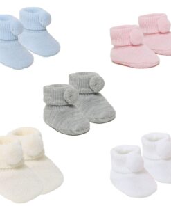 Baby Pom Pom Bootees 0-3 Months