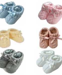 Spanish Style Knitted Baby Bootees With Bow