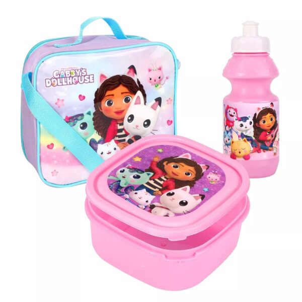 Gabby's Dollhouse Kids 3 Piece Lunch Bag Set