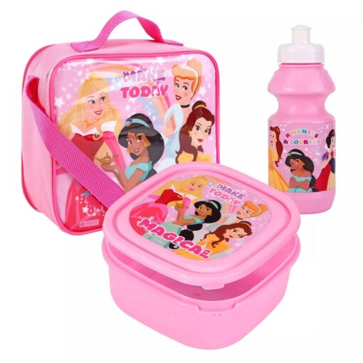 Disney Princess Girls 3 Piece Lunch Bag Set