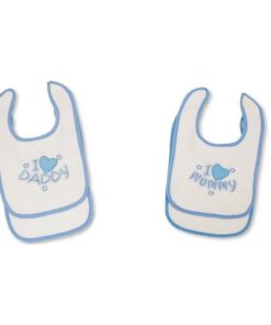 I Love Mummy Daddy Blue Baby Bibs - 2 Pack