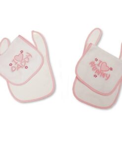 I Love Mummy Daddy Pink Baby Bibs - 2 Pack