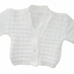 Baby Knitted White Button Cardigan