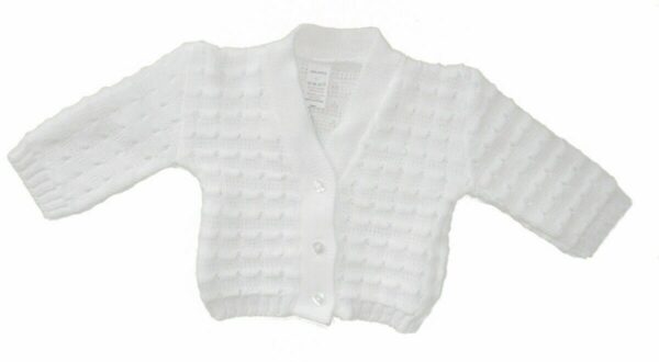 Baby Knitted White Button Cardigan