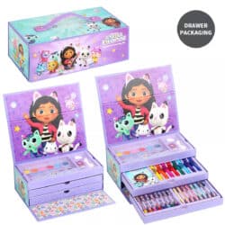 31482CS gabbys dollhouse 52 piece colouring set drawer packaging