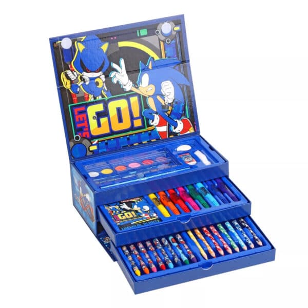 Sonic The Hedgehog 52 Piece Colouring Case Tool Box