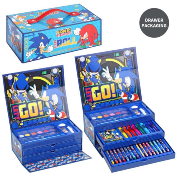 Sonic The Hedgehog 52 Piece Colouring Case Tool Box - Image 2