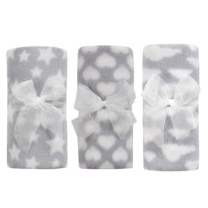 Grey Patterned Soft Fleece Baby Blanket