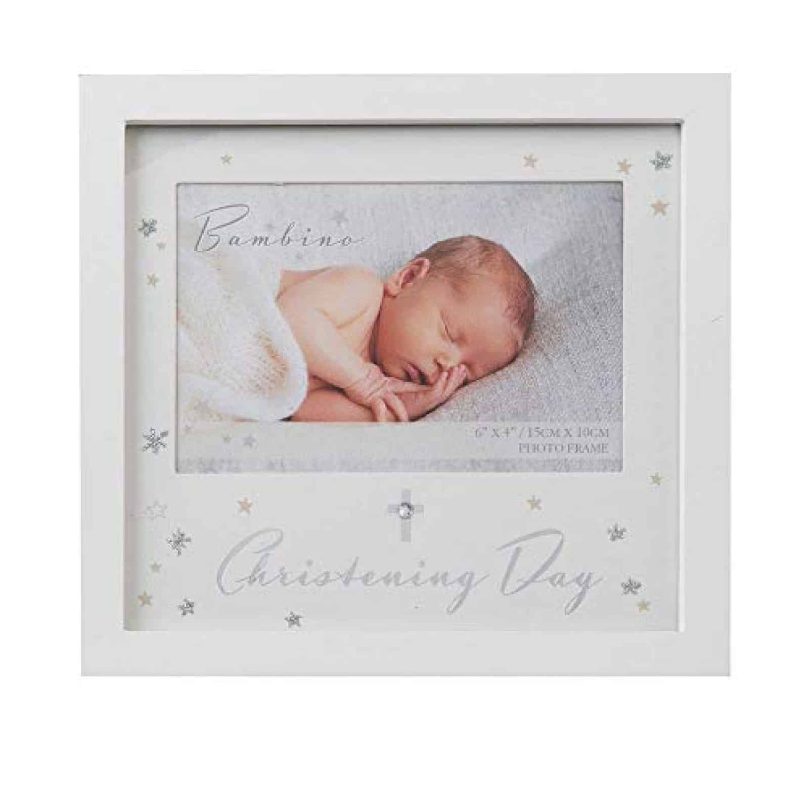 Baby Gift Christening Day Photo Frame With Cross and Stars