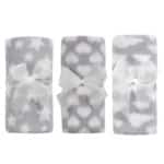 Grey Patterned Soft Fleece Baby Blanket