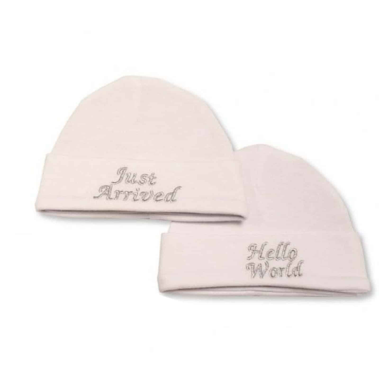 Hello World And Just Arrived Baby Cotton Hats - Image 3