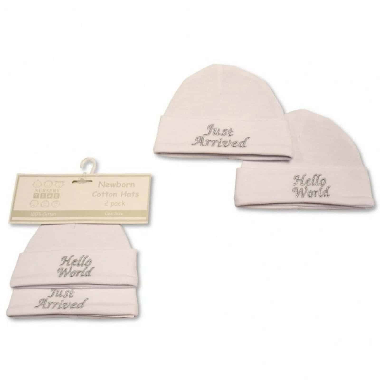 Hello World And Just Arrived Baby Cotton Hats