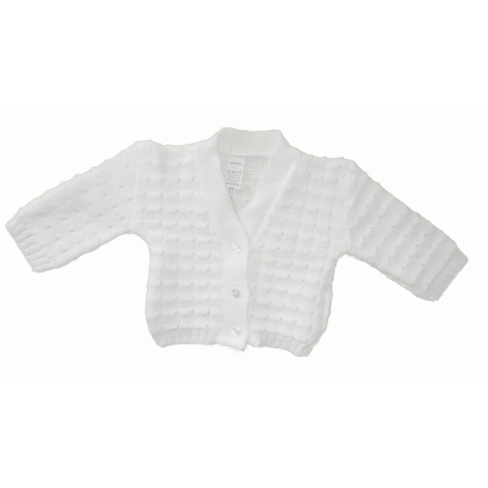 Baby Knitted White Button Cardigan