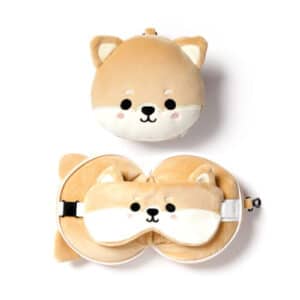 Relaxeazzz Shiba Inu Plush Travel Pillow & Eye Mask Set