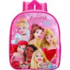 Front view of Disney Princess pink school backpack showing main compartment and design details